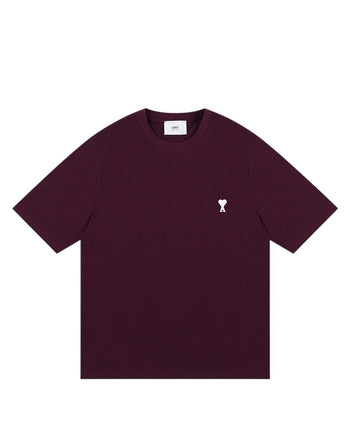 AMI Paris Ami De Coeur White Heart T-Shirt Burgundy