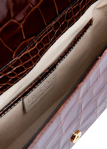 By Far Miranda Croco Embossed Leather Nutella