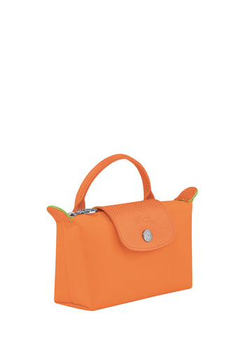 Longchamp Le Pliage Green Pouch With Handle Orange