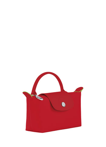 Longchamp Le Pliage Green Pouch With Handle Tomato