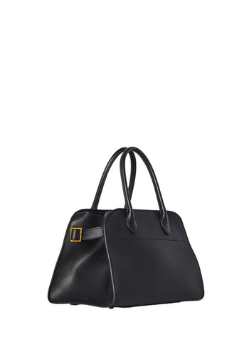 The Row Soft Margaux 10 Bag in Leather Black