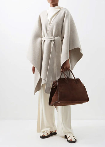 The Row Soft Margaux 15 Bag in Suede Mocha