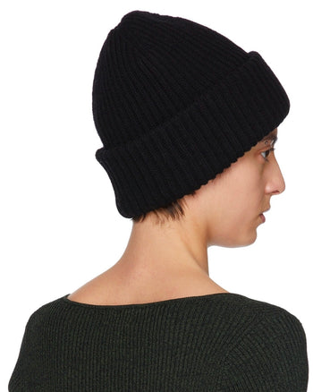 GANNI Wool Rib Knit Beanie Black