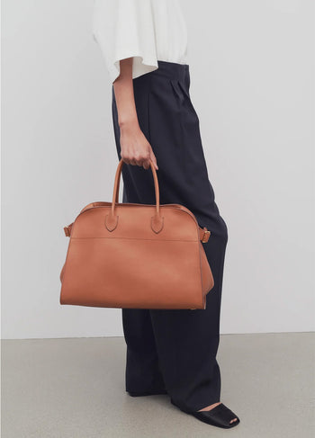 The Row Soft Margaux 15 Bag in Leather Brown