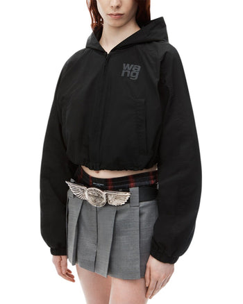 Alexander Wang Logo Cropped Bomber Jacket Black