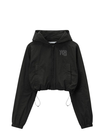 Alexander Wang Logo Cropped Bomber Jacket Black