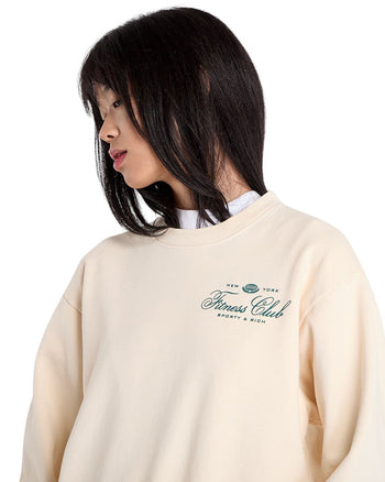 Sporty & Rich Fitness World Printed Cotton-Jersey Sweatshirt Cream