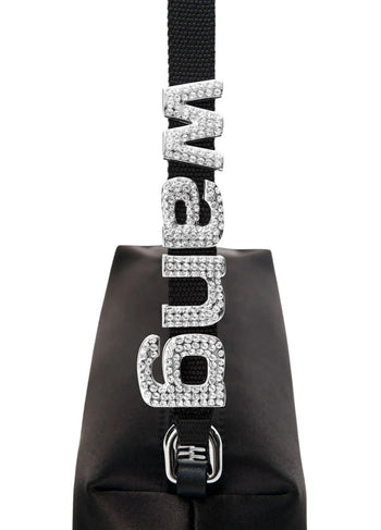 Alexander Wang Heiress Satin Pouch With Crystal Logo Black