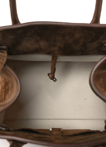 The Row Soft Margaux 10 Bag in Suede Mocha