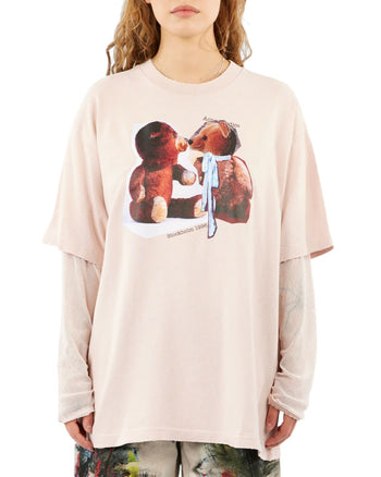 Acne Studios Layered Bear Print T-Shirt Violet Pink