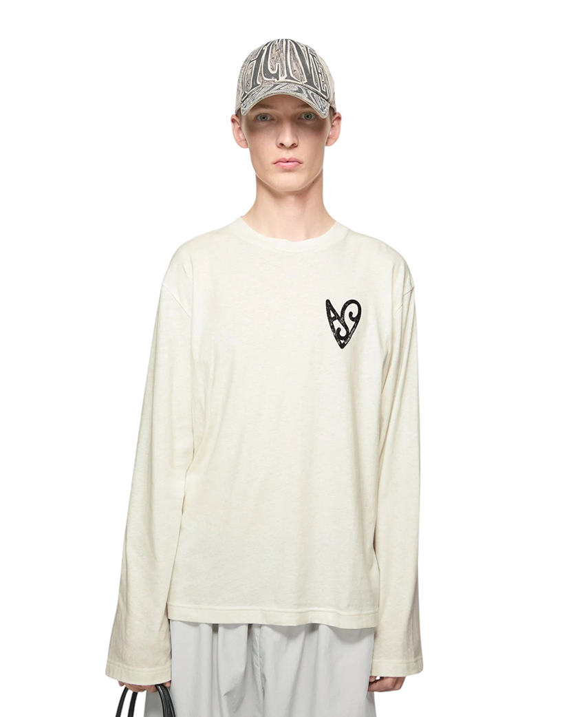 Acne Studios Heart Printed Long Sleeve White