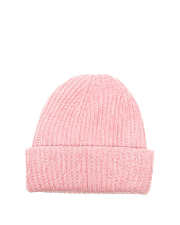 GANNI Wool Rib Knit Beanie Pink