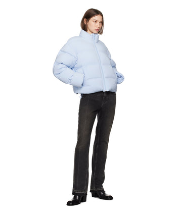 Alexander Wang Cropped Puffer Coat With Reflective Logo Light Blue