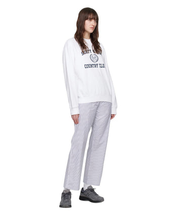 Sporty & Rich Varsity Crest Crewneck White/Navy
