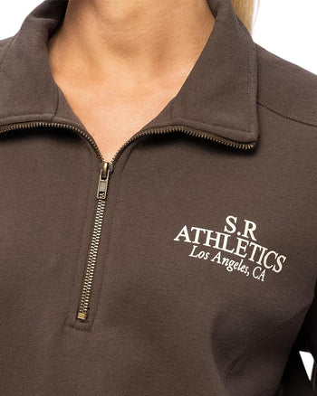 Sporty & Rich SR Athletics Quarter Zip Sweatshirt Chocolate