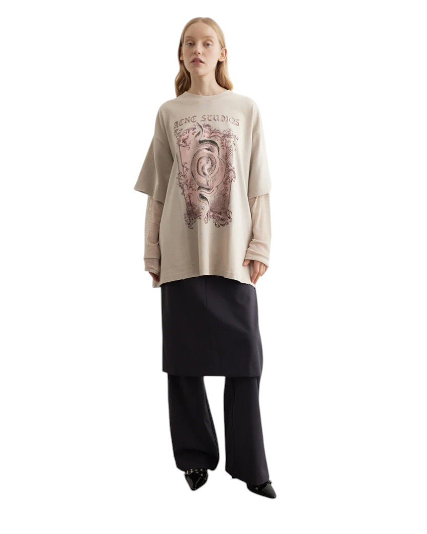 Лонгслів Acne Studios Layered Print T-Shirt Faded Grey | SSTORIES