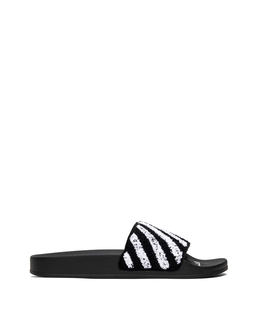 Off-White Flyknit Stripes Sliders Black/White