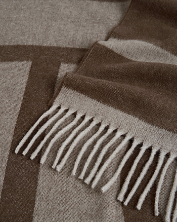 Toteme Monogram Jacquard Wool Scarf Dark Beige