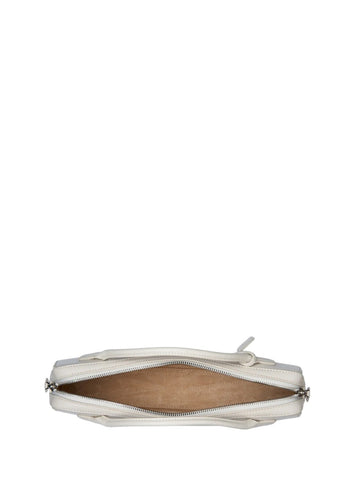 ALAIA Le Teckel Clutch In Shiny Goatskin White