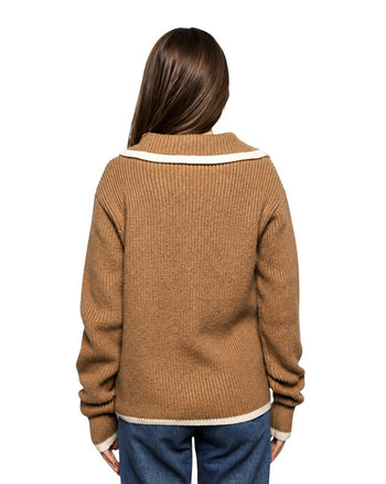 Low Classic Knit Polo Sweater Beige