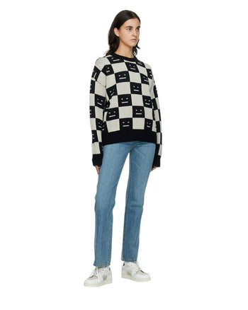 Acne Studios Face Maglia jacquard wool sweater Black/White