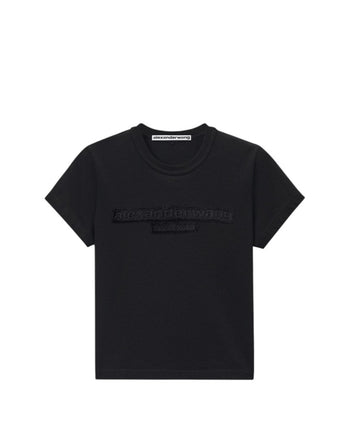 Alexander Wang Distressed Logo Shrunken Tee Black