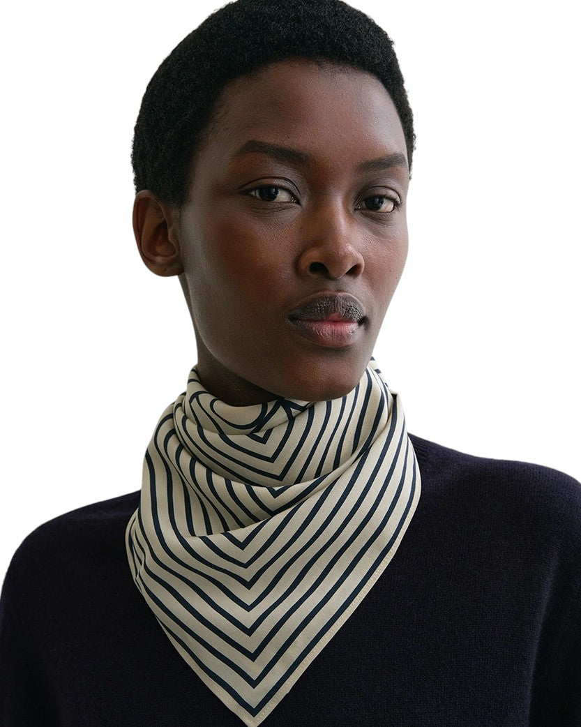 Toteme Signature Monogram Silk scarf Creme