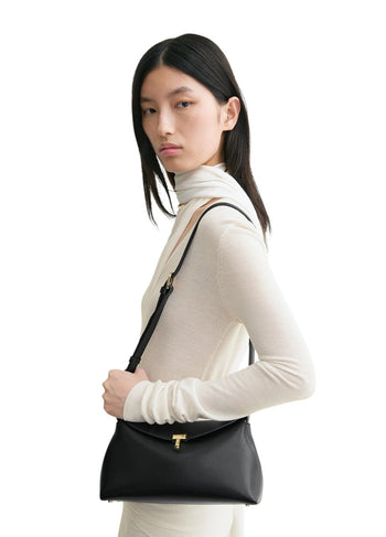 Toteme T-Lock Clutch Smooth Leather Black