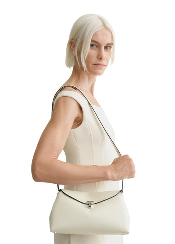 Toteme T-Lock Clutch Grain Leather Milk