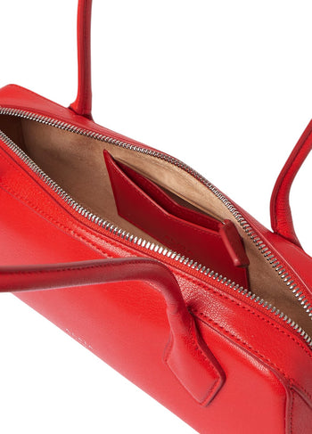 ALAIA Le Teckel Shoulder Bag In Shiny Goatskin Red