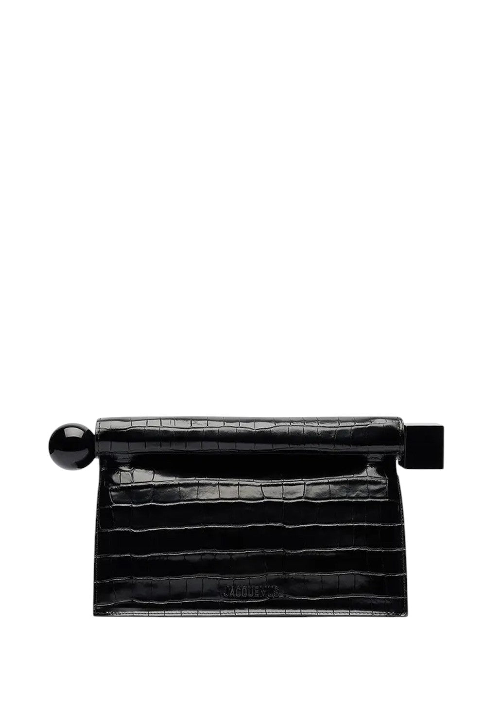 Jacquemus The Rond Carre Clutch Croc-Embossed Black