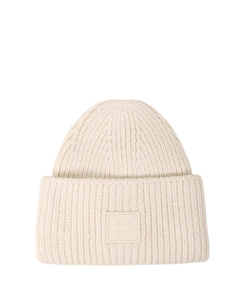 Acne Studios Rib knit beanie hat Beige