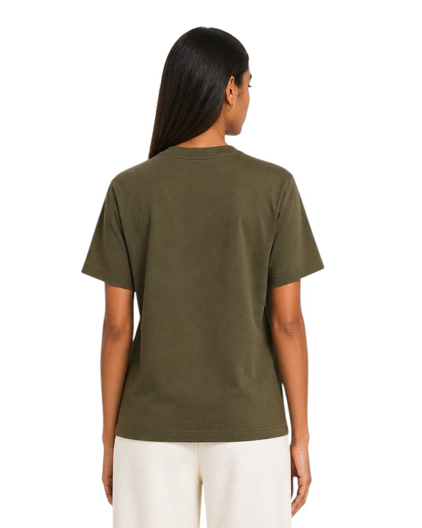 AMI Paris Ami De Coeur White Heart T-Shirt Military Green