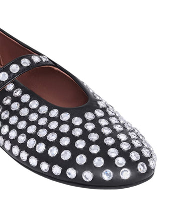ALAIA Women's Strass Lambskin Ballet Flats Black