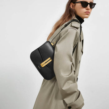 DeMellier Vancouver Leather Shoulder Bag Black