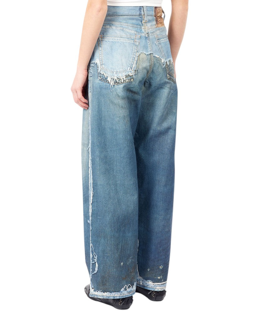 Acne Studios Trompe-L'Oeil Distressed 1981 Jeans Mid Blue