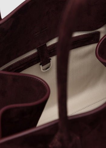The Row Soft Margaux 15 Bag in Suede Amaranto