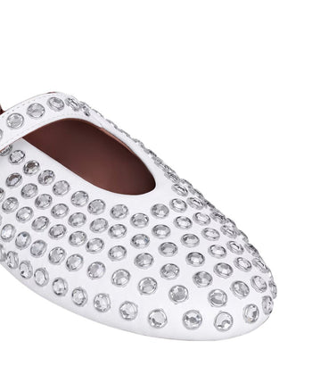 ALAIA Women's Strass Lambskin Ballet Flats White