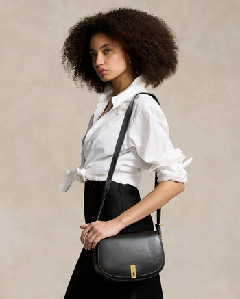 Polo Ralph Lauren Polo ID Leather Saddle Bag Black