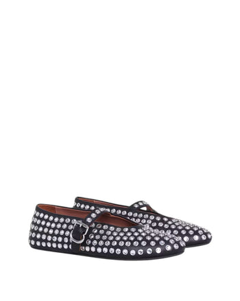 ALAIA Women's Strass Lambskin Ballet Flats Black
