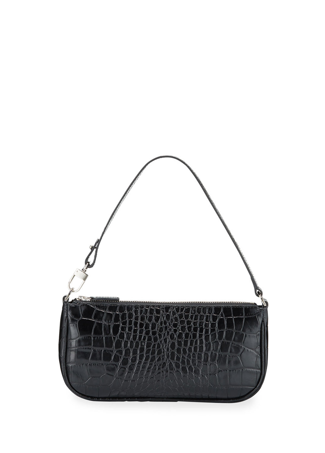 By Far Rachel Black Croco Embossed Leather