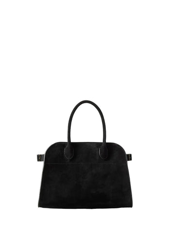 The Row Soft Margaux 10 Bag in Suede Black