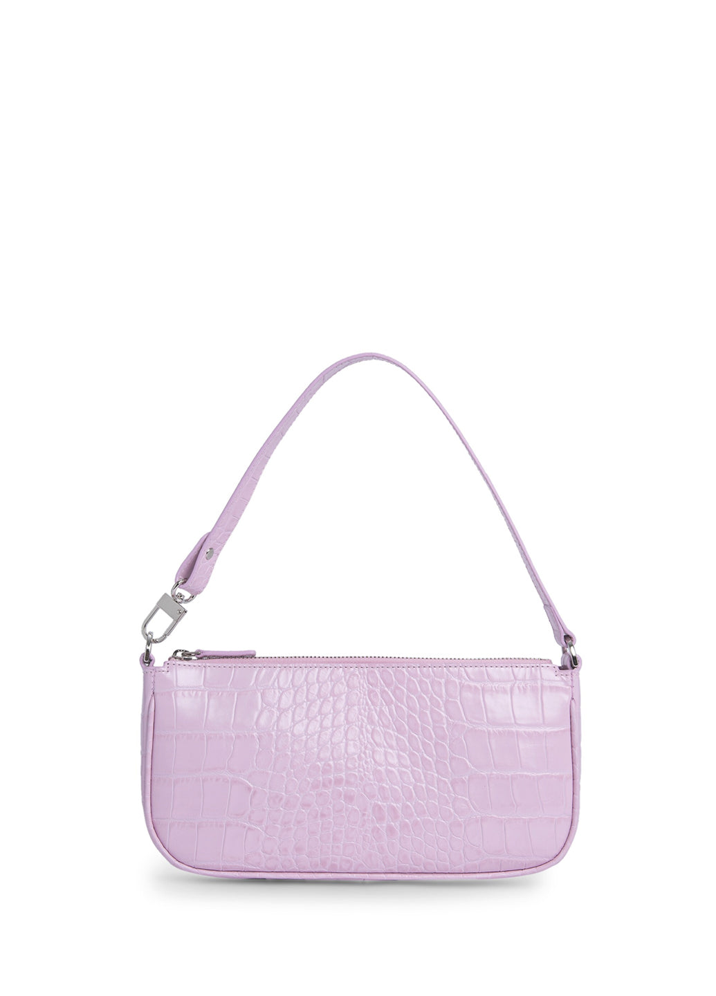 By Far Rachel Pink Croco Embossed Leather