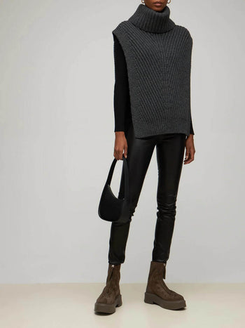 The Row Half Moon Leather Shoulder Bag Black
