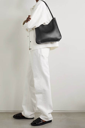 The Row Symmetric Medium Leather Tote Bag Black
