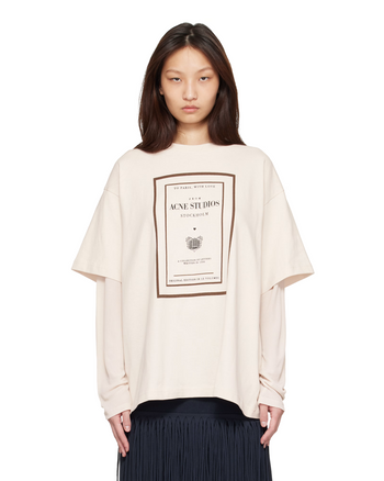Acne Studios Graphic Print Layered Long Sleeve Warm Beige