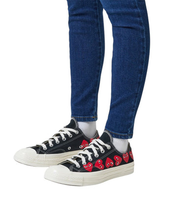 Converse x Comme Des Garcons Play Red Multi Hearts Low Top Black