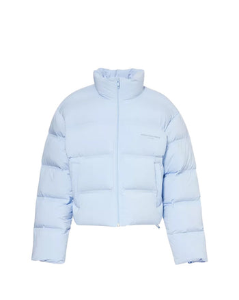 Alexander Wang Cropped Puffer Coat With Reflective Logo Light Blue