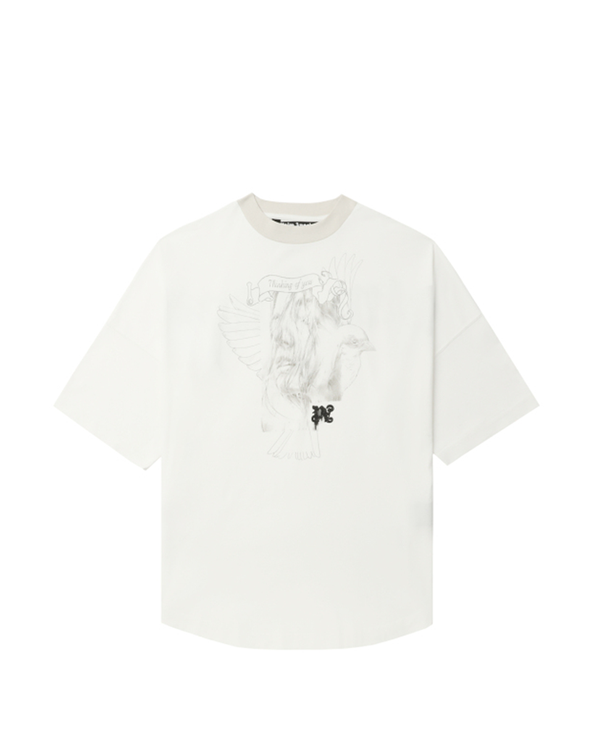 Palm Angels Portrait Pencil T-shirt Off White/Grey