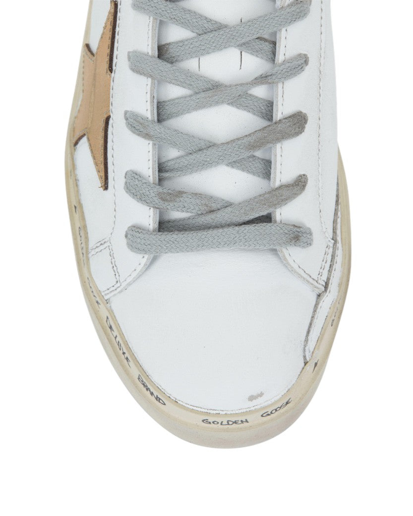 Кеди Golden Goose Hi Star White and Gold Leather Sneakers — SSTORIES